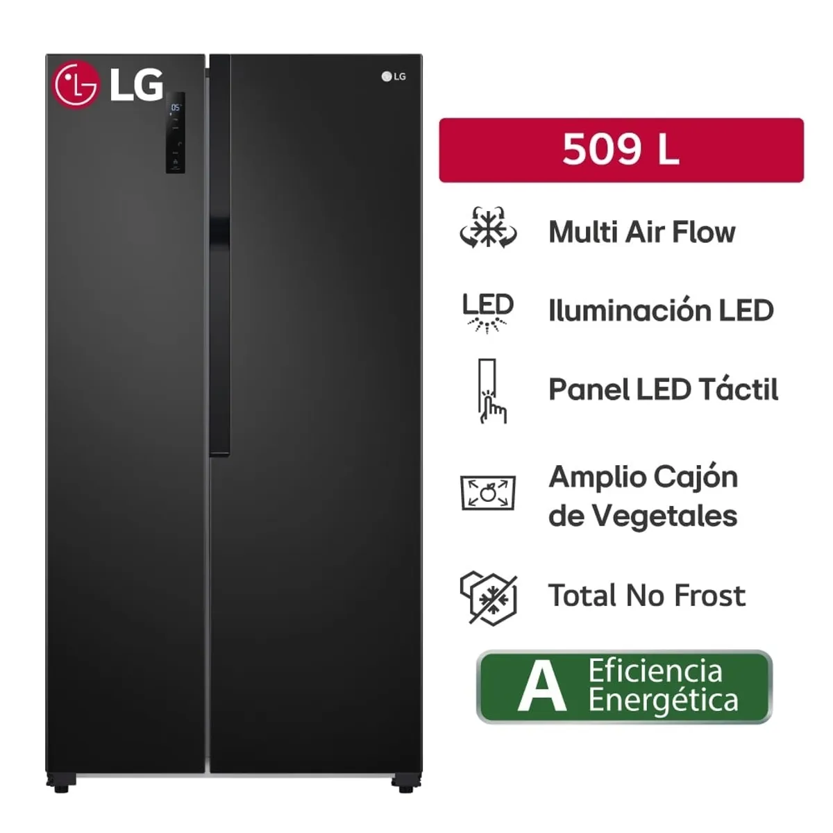 LG - Refrigeradora LG 509L No Frost GS51MPD Negro