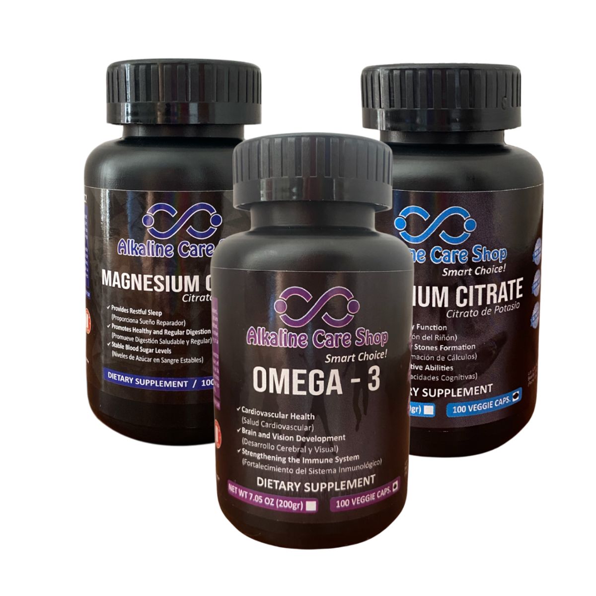ALKALINE CARE - Omega 3 + Citrato de Magnesio + Citrato de Potasio