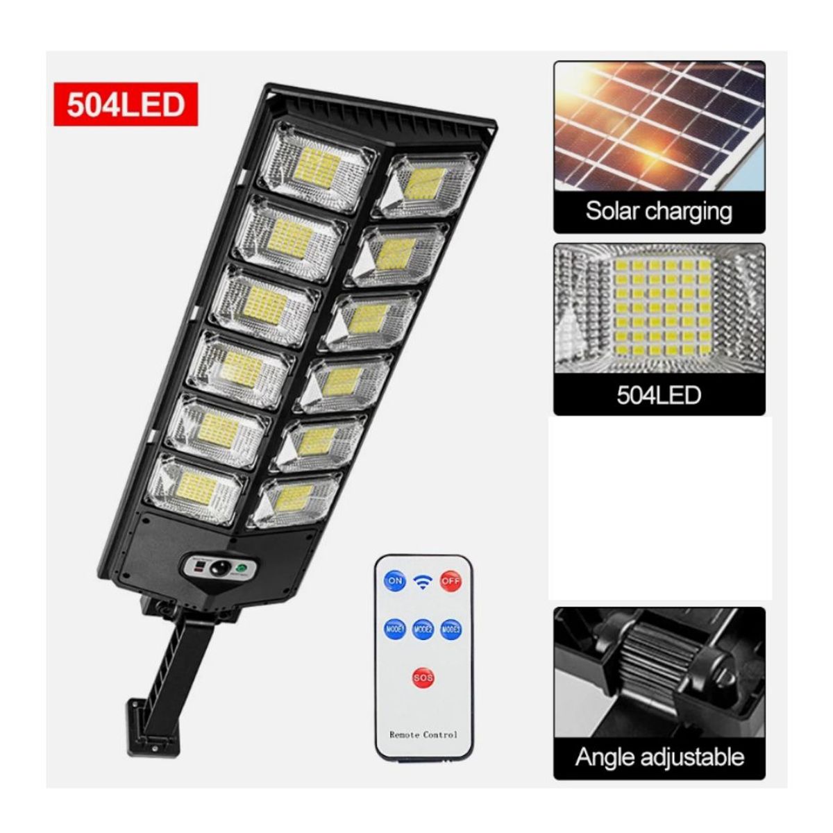 GENERICO - Foco Solar De Calle 1800W Para Exteriores Sensor de Movimiento