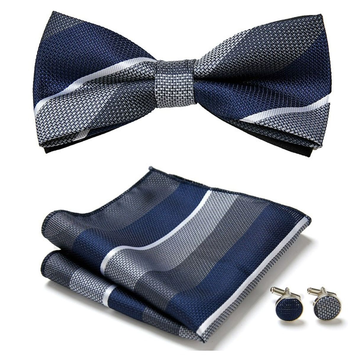 KAST PE - Set de corbata michi jacquard Montclair con pañuelo y gemelos