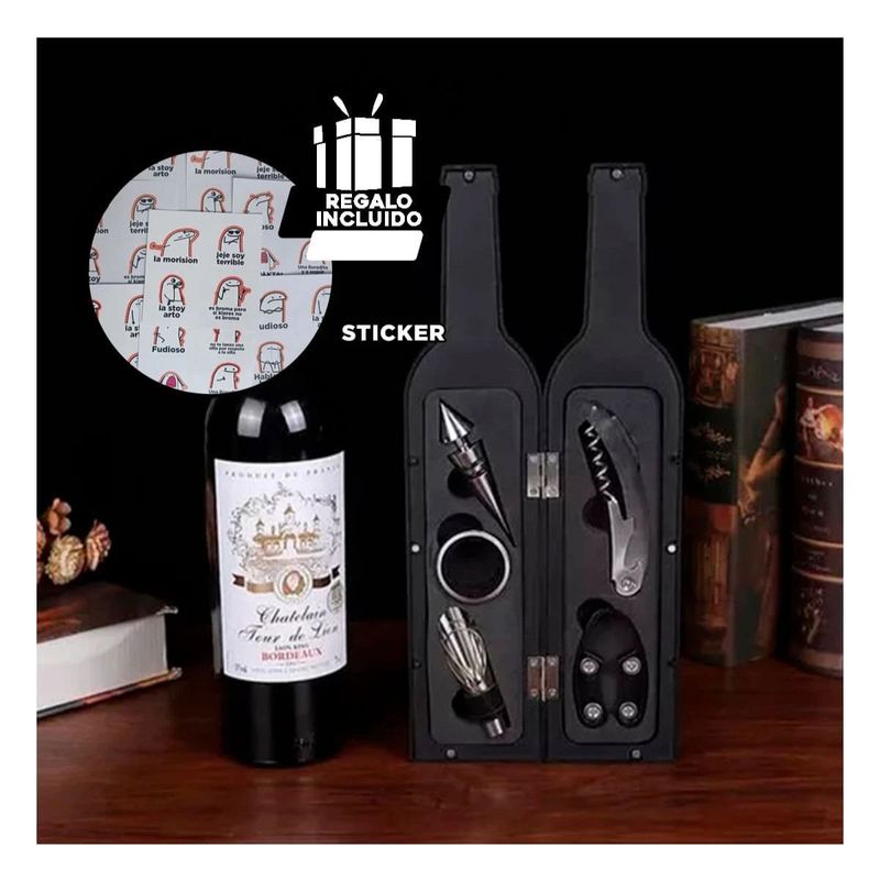 GENERICO - Pack12 Pack Retiracorchos Moderno en Negro Y+Regalo Stickers