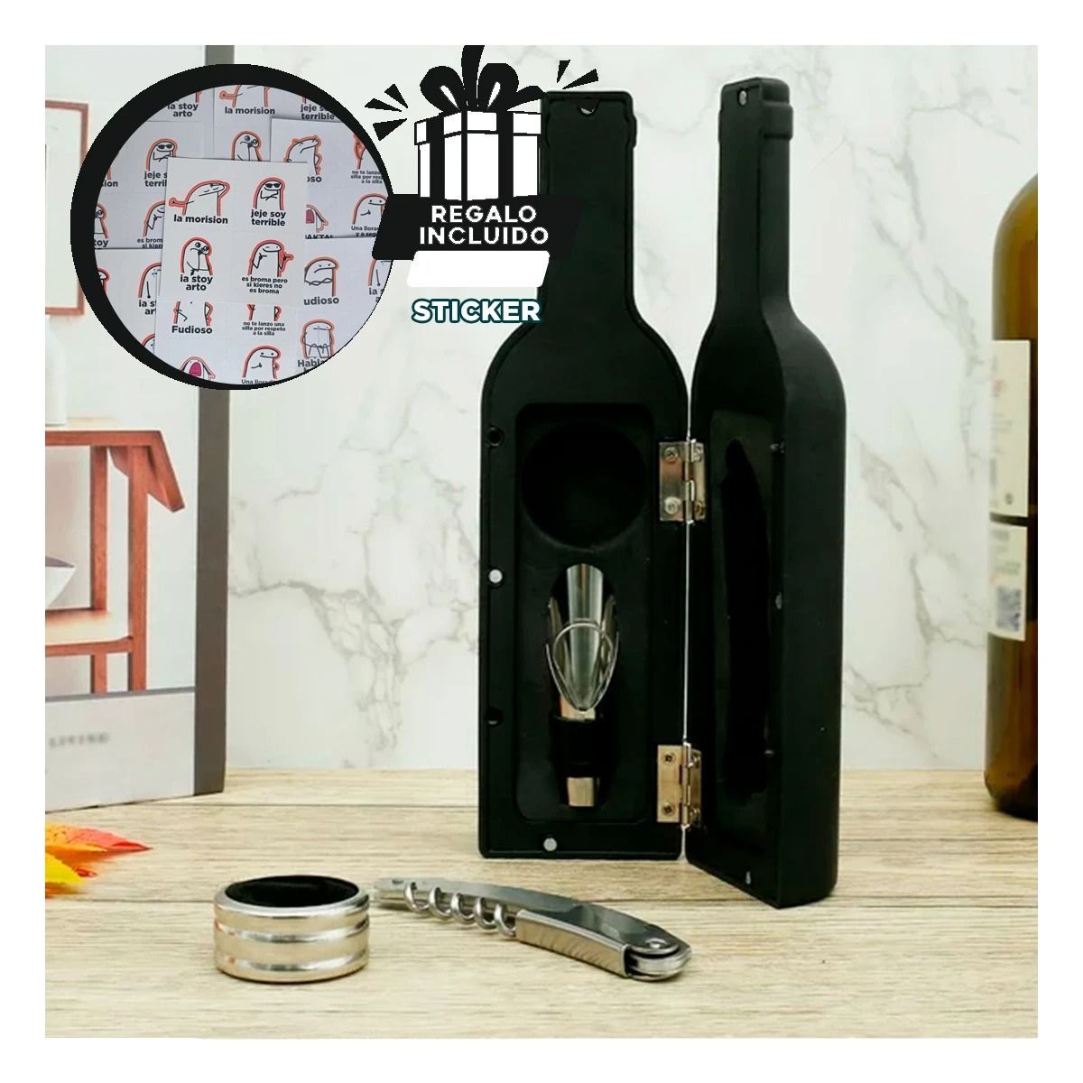 GENERICO - Pack12 Set de Sacacorcho Util para Hogar Y+Regalo Stickers