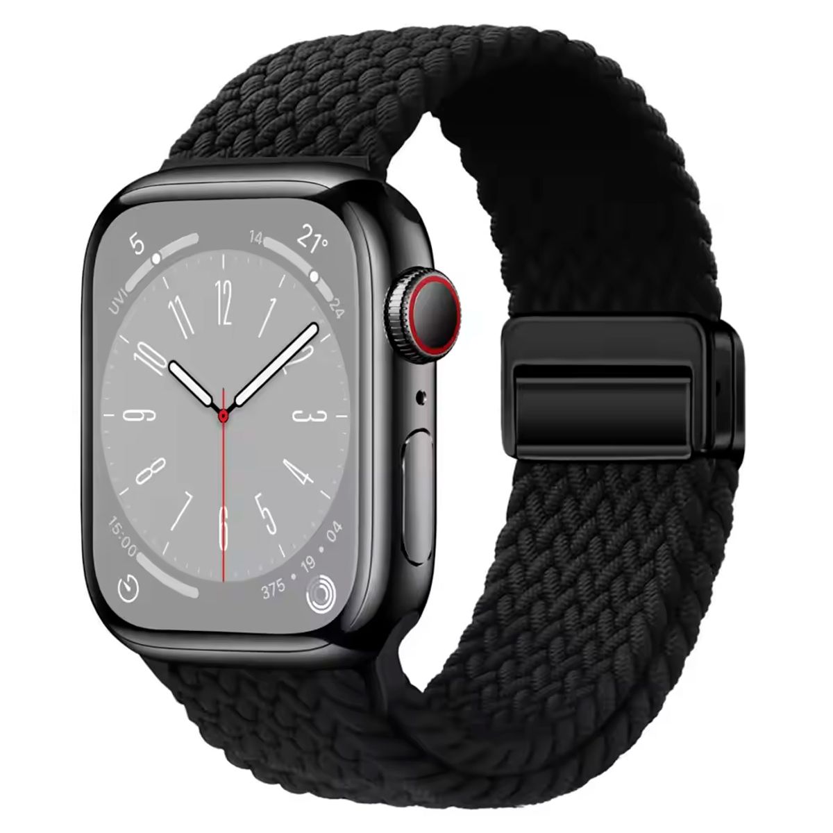 GENERICO - Correa de Nylon Trenzado 49mm para Apple Watch Ultra 2 Magnético Negro