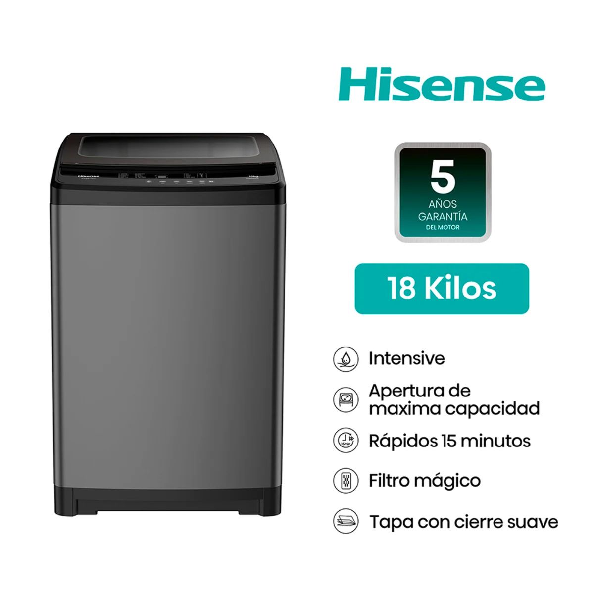 HISENSE - Lavadora 18kg Hisense WTW31823UT