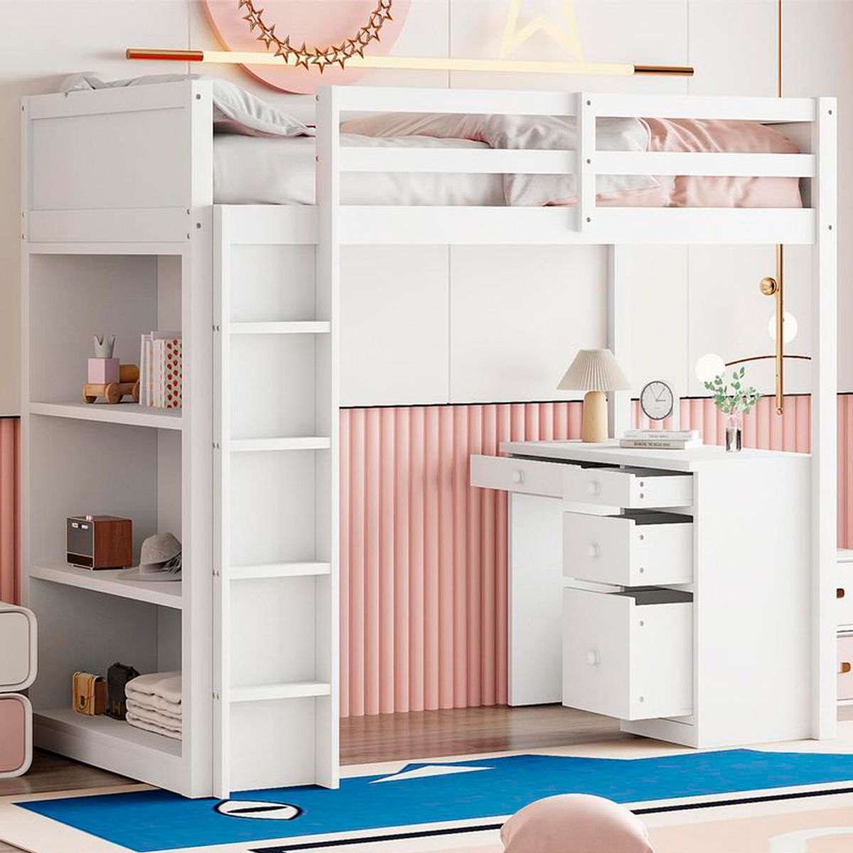 BH BARAKA HOME PREMIUM - Camarote Multifuncional Laia 1 Plz - Blanco