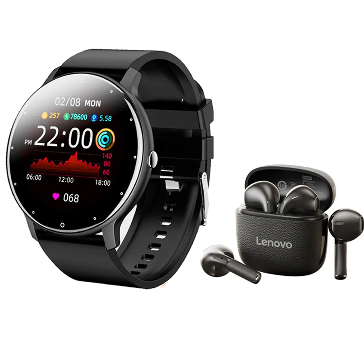 LENOVO - Audifonos Lenovo TA166 Negro Bluetooth y Fit Pro reloj inteligente B