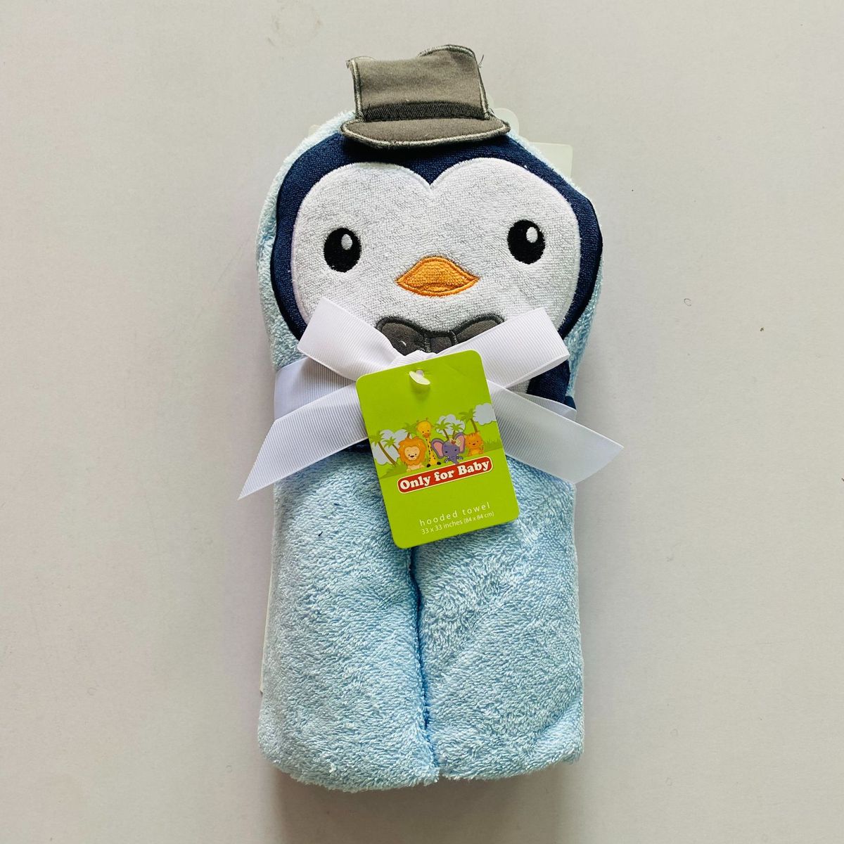 GENERICO - Toalla de Baño Para Bebé Con Capucha Pingüino Celeste