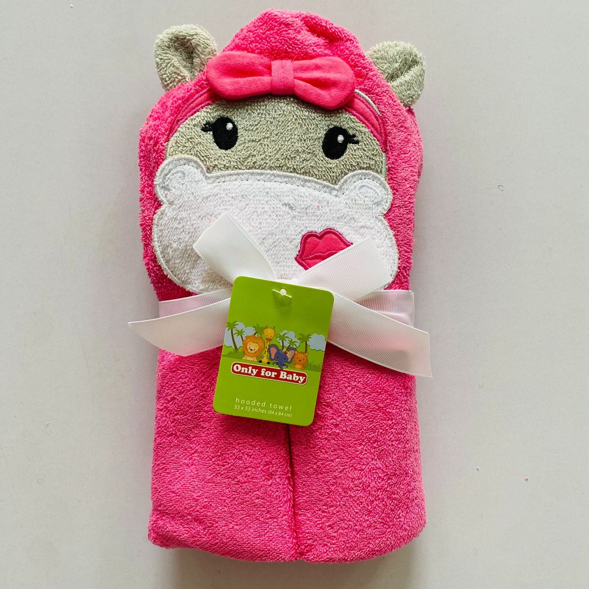 GENERICO - Toalla de Baño Para Bebé Con Capucha Hipopótamo Rosa