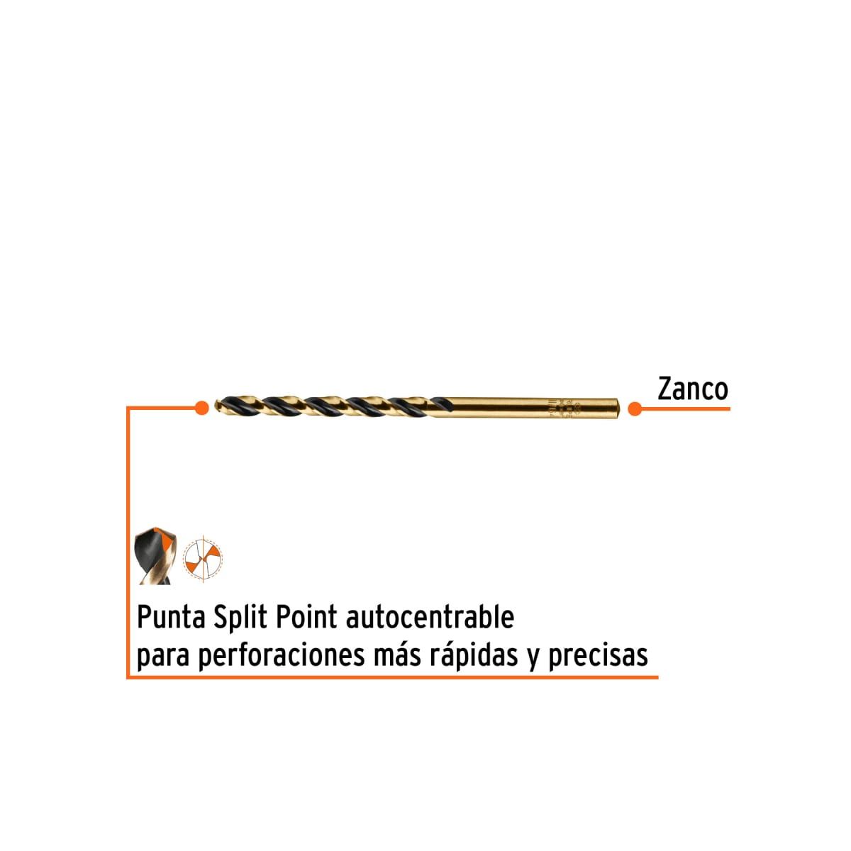 TRUPER - Juego de brocas 4.5mm 11/64" para metal caja 10 unidades Truper