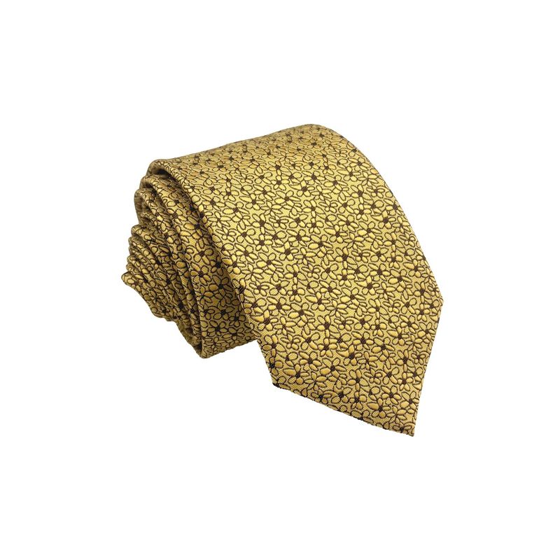 CHRISTIAN ARMAND - Corbata Floral Marrón y Dorado Jacquard  Christian Armand