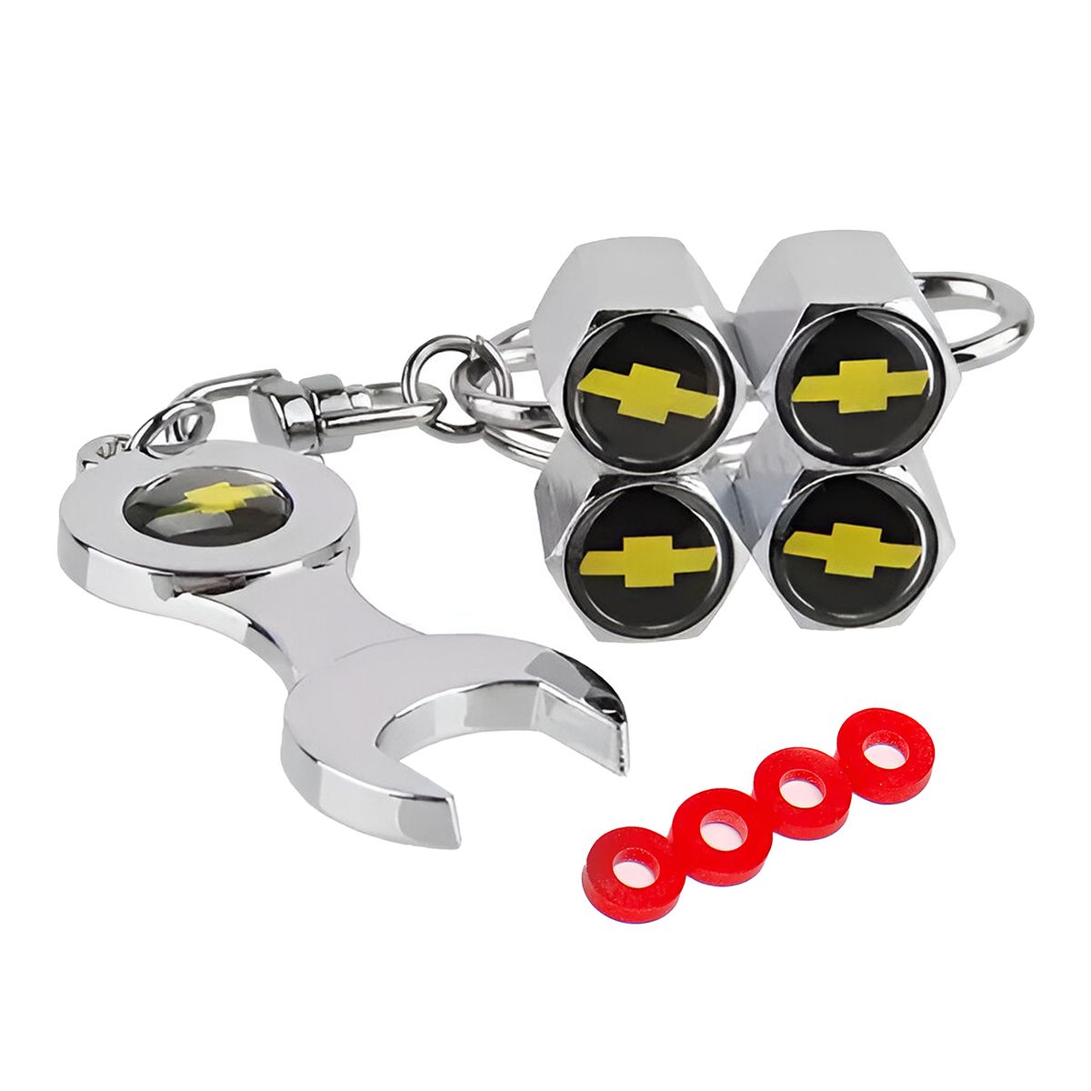 GENERICO - Tapa De Piton Vavula +Llavero Chevrolet 4pcs