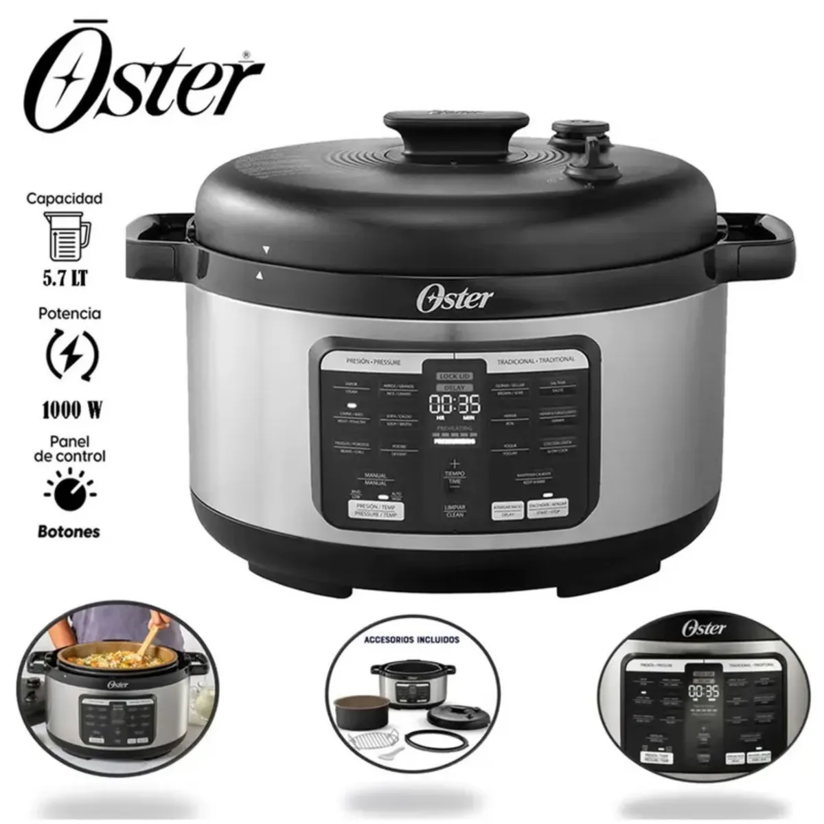 OSTER - Multi-olla Rápida Oster Ovalada de 5.7L con 15 Funciones CKSTPCECOV57