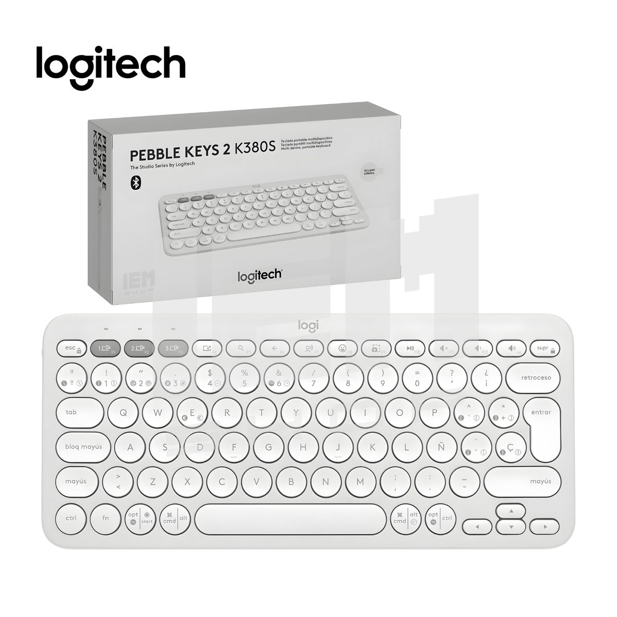 LOGITECH - Teclado Bluetooth Pebble Keys 2 K380s White