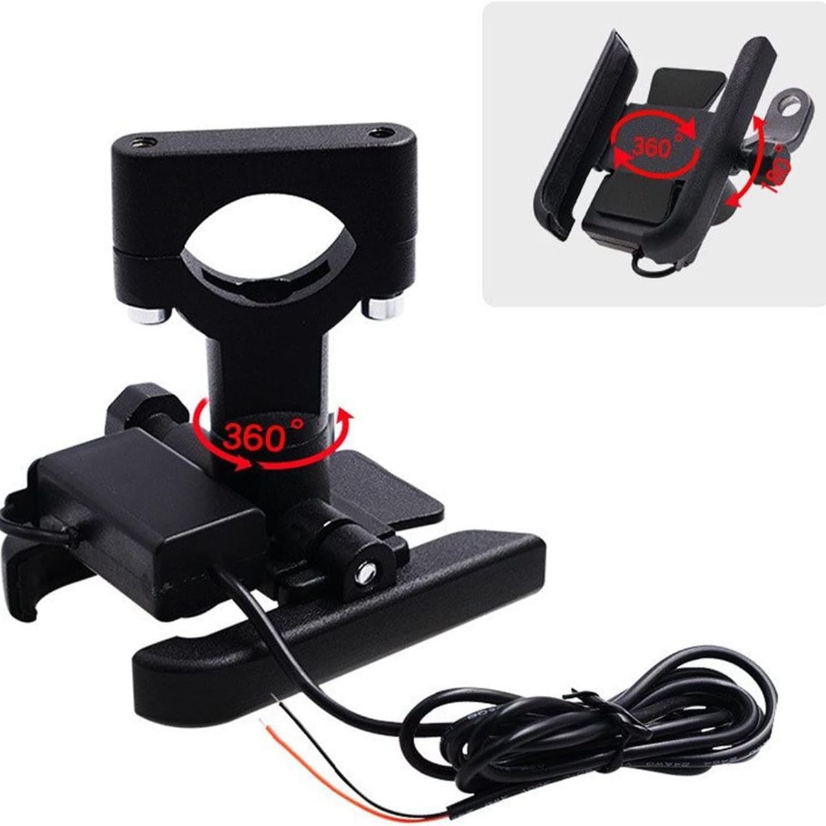 GENERICO - SOPORTE DE CELULAR PARA MOTO CON CARGADOR 2.1A  ENTRADA USB
