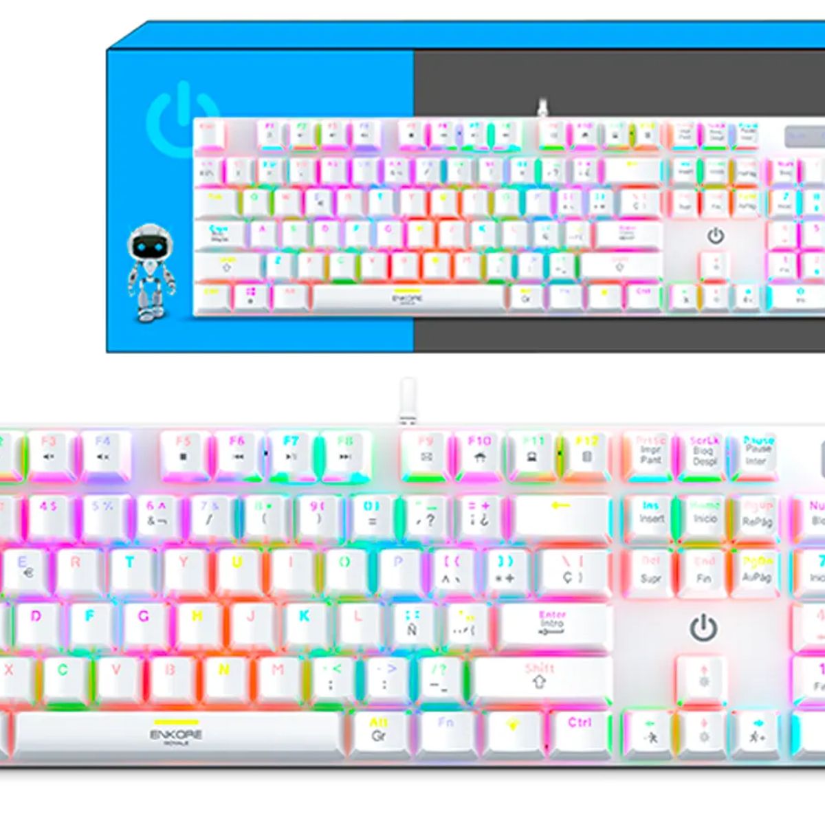 ENKORE - Teclado Mecanico Blanco ENKORE 1003W Gamer ROYALE RGB USB