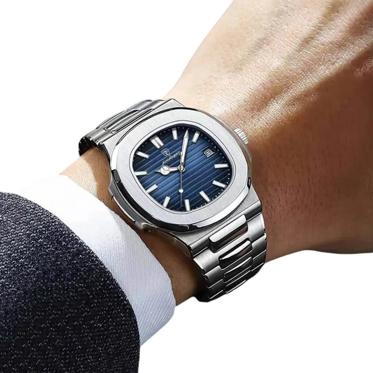 GENERICO - Reloj Hombre Poedagar Acero Plata Azúl POE-8