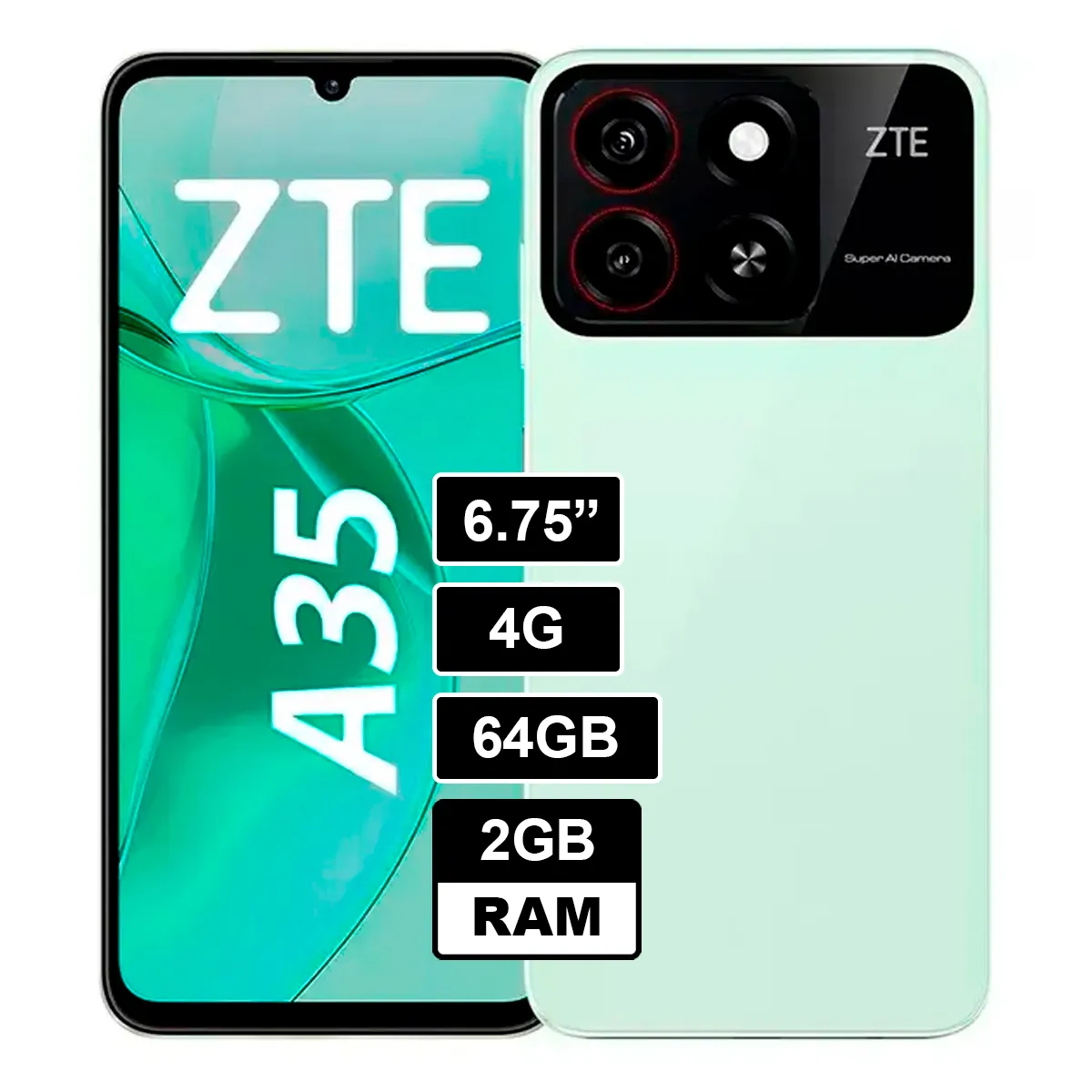 ZTE - CELULAR ZTE A35 2GB RAM 64GB - VERDE