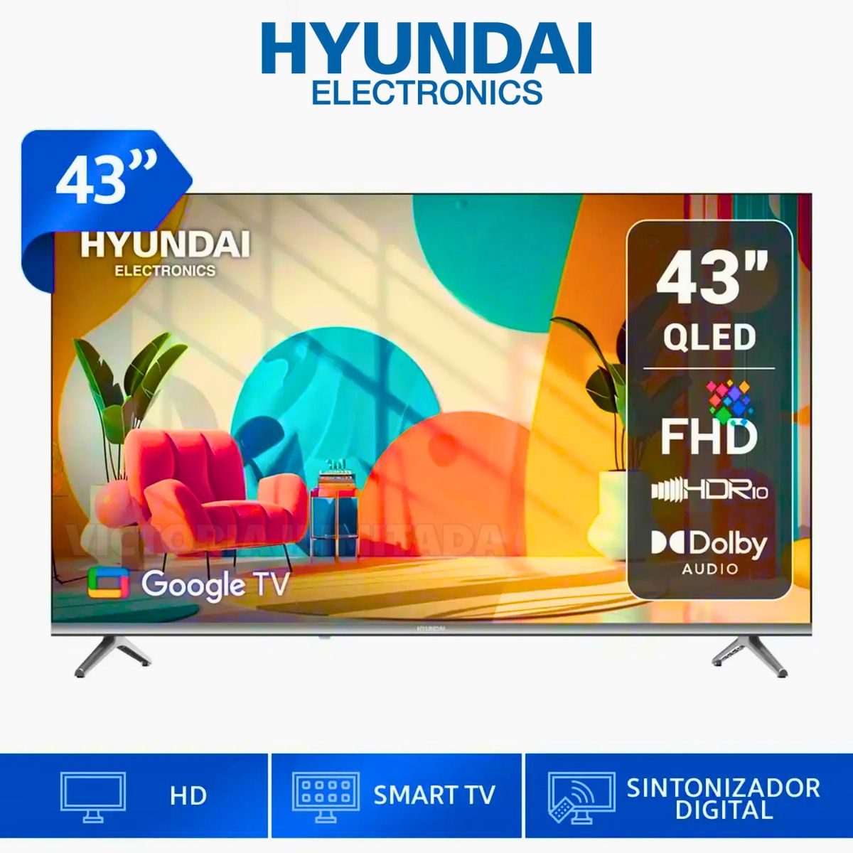 HYUNDAI - Televisor Smart 43 FHD QLED Google TV HYLED4326QG