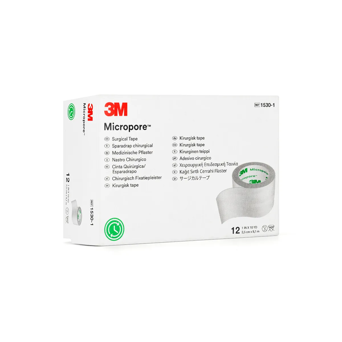3M - Esparadrapo de Papel de 2.5 CM X 9.1 M 3M MICROPORE 1530-1 CAJA 12 UND