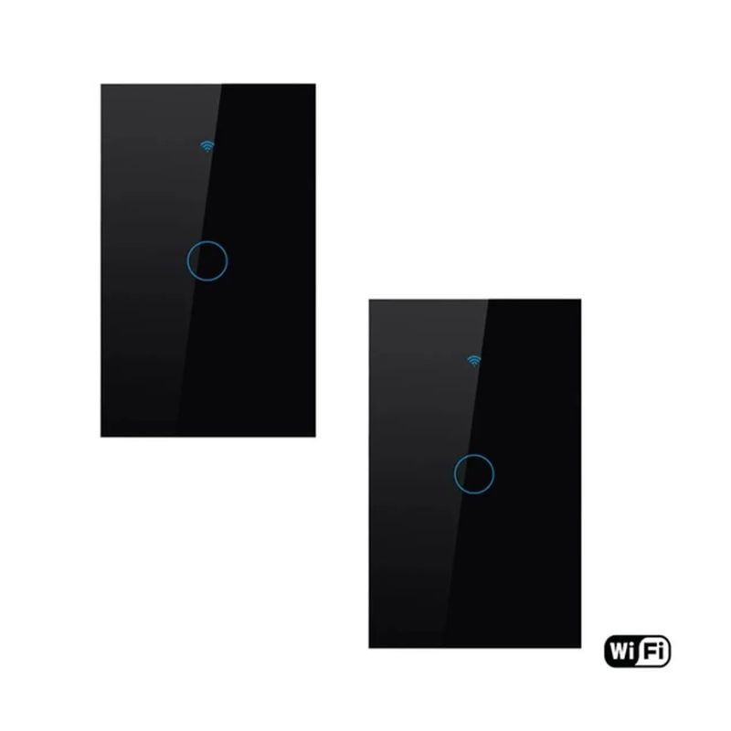 GENERICO - PACK X2 INTERRUPTOR SMART WIFI ALEXA GOOGLE 1 BOTÓN NEGRO