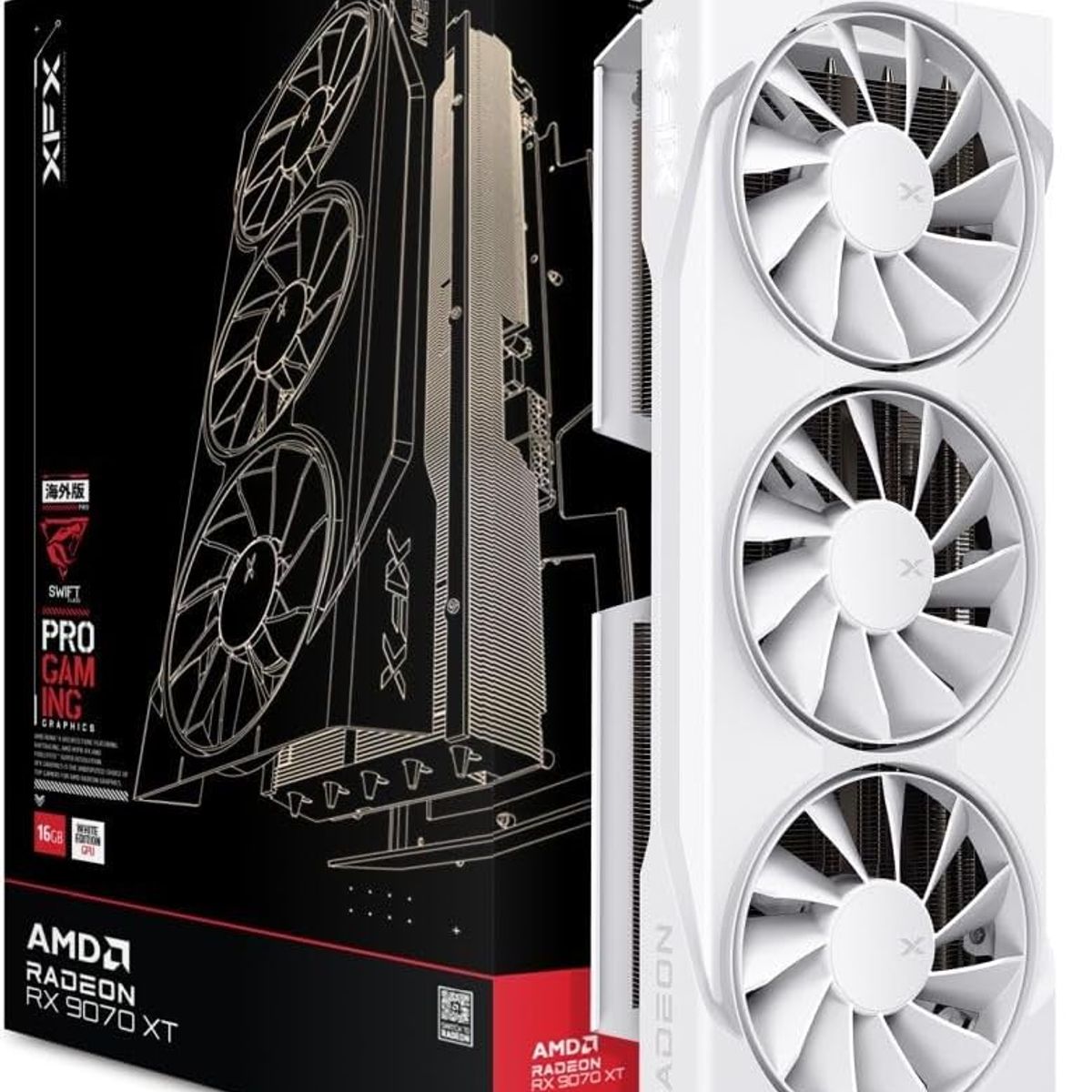 XFX - Tarjeta de video XFX Swift AMD Radeon RX 9070XT White 16GB GDDR6