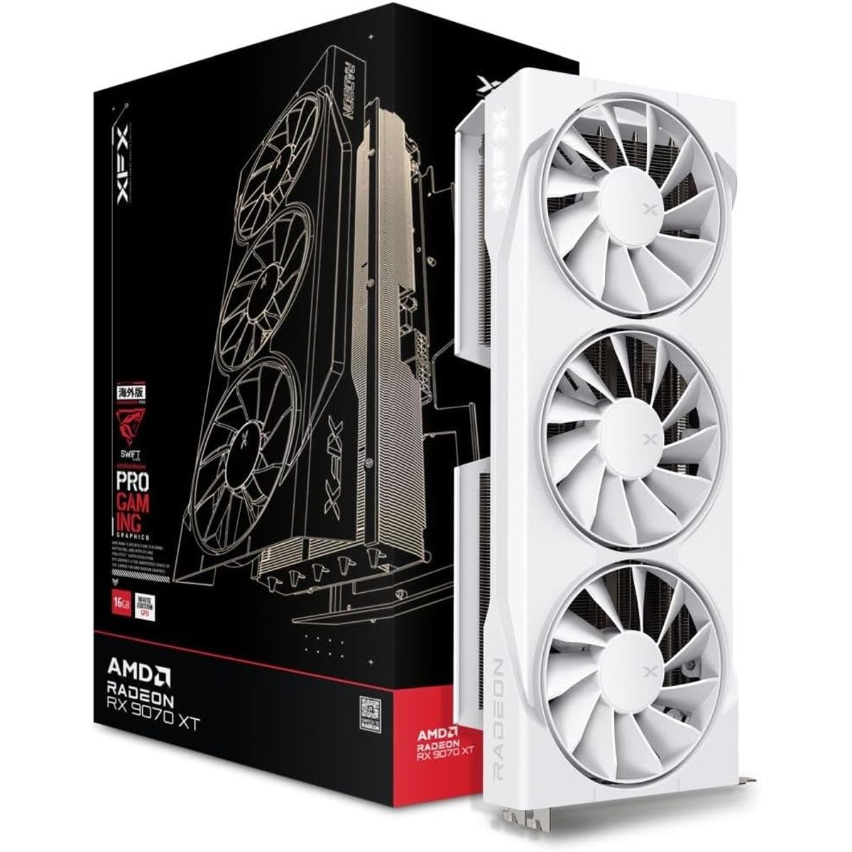 XFX - Tarjeta de video XFX Swift AMD Radeon RX 9070XT White 16GB GDDR6