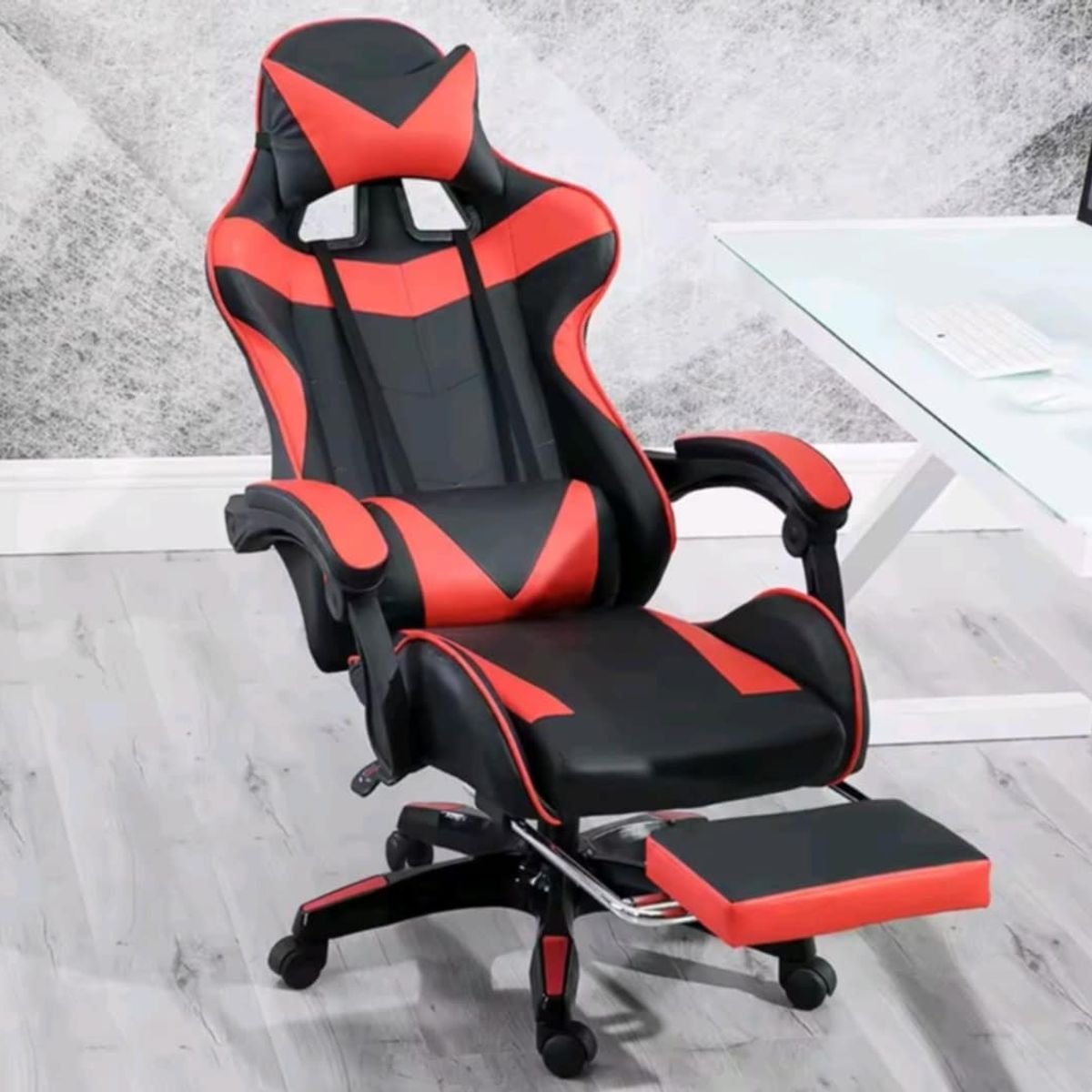 GENERICO - Silla Gamer Pro Ergonomica Reclinable con Posapies y cojin Negro B-528