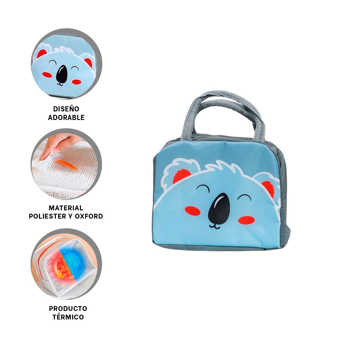 GENERICO - Pack2 Lonchera para el Colegio Koala Plomo Y+Regalo Agendita