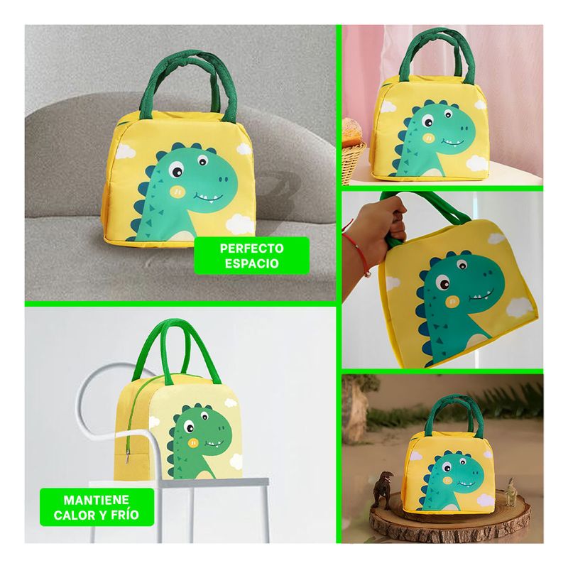 GENERICO - Pack4 Lonchera Infantil Dinosaurio Amarill Y+Regalo Stickers