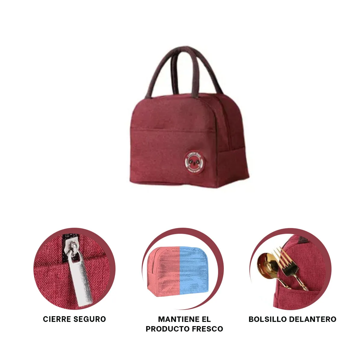 GENERICO - Pack2 Lonchera para el Colegio Guinda Y+Regalo Stickers