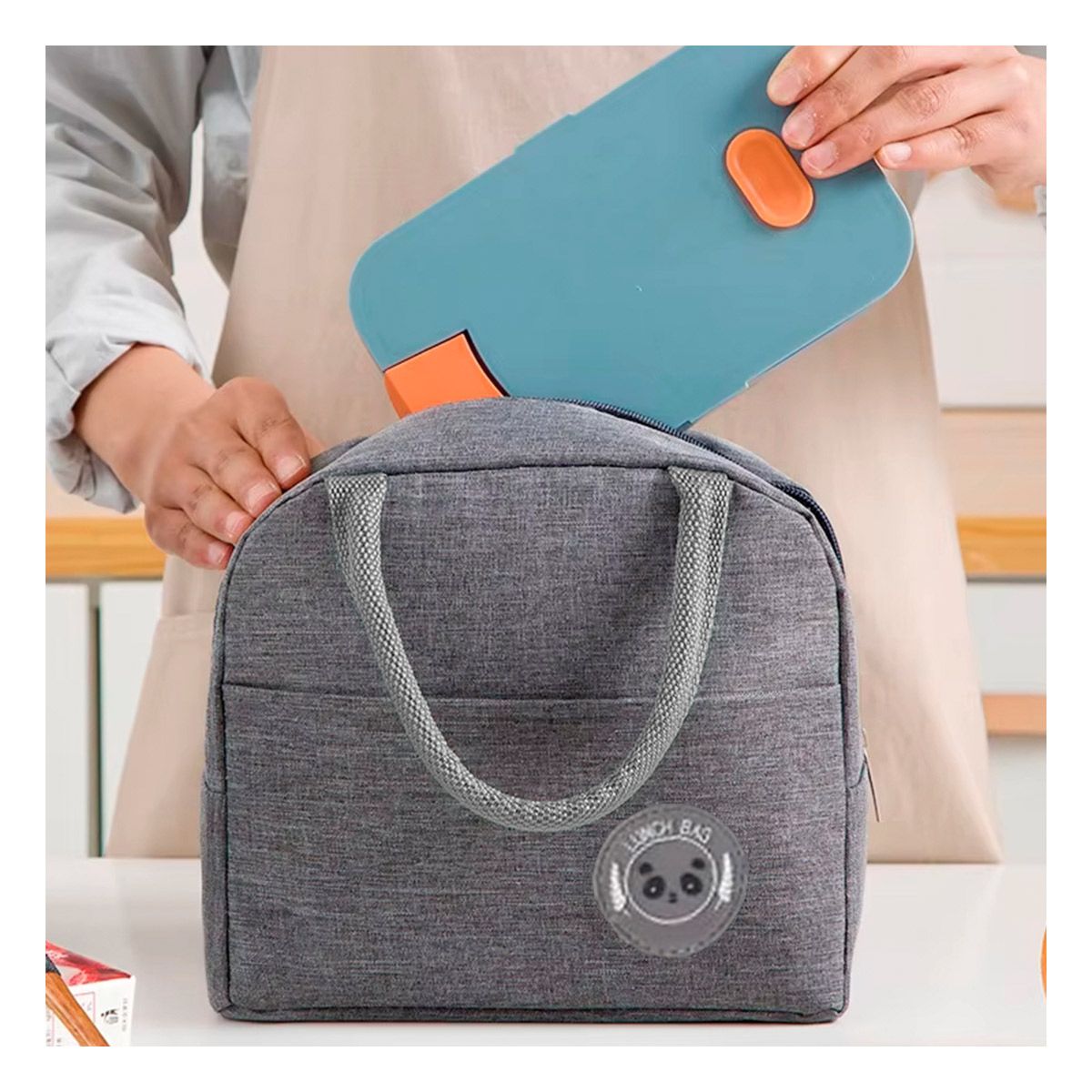 GENERICO - Pack4 Porta Comestibles y Bolsillo Exterior en Plomo