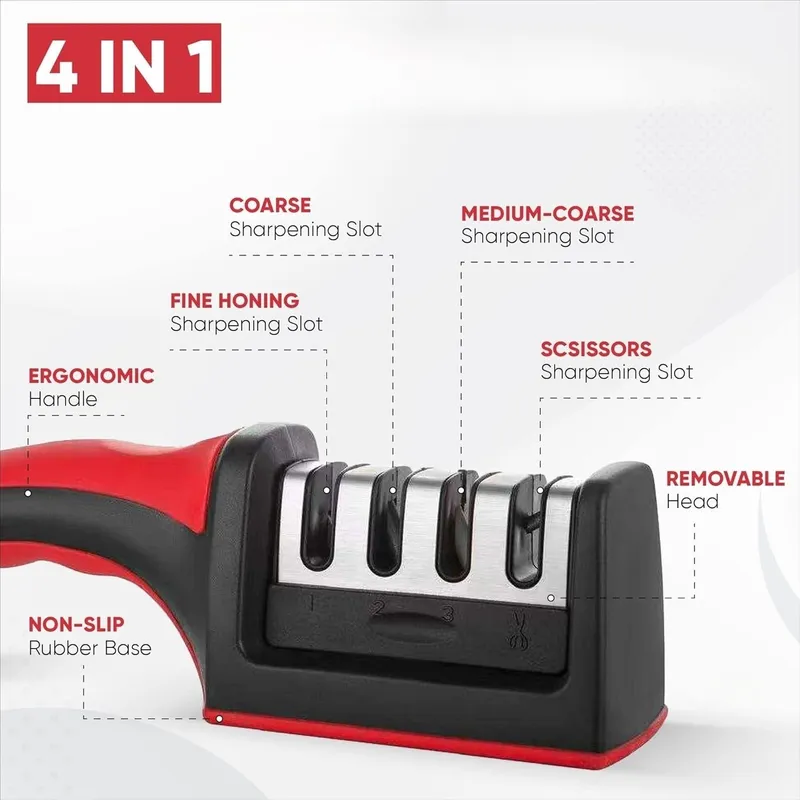 GENERICO - AFILADOR DE 4 RANURAS DE CUCHILLOS Y TIJERAS