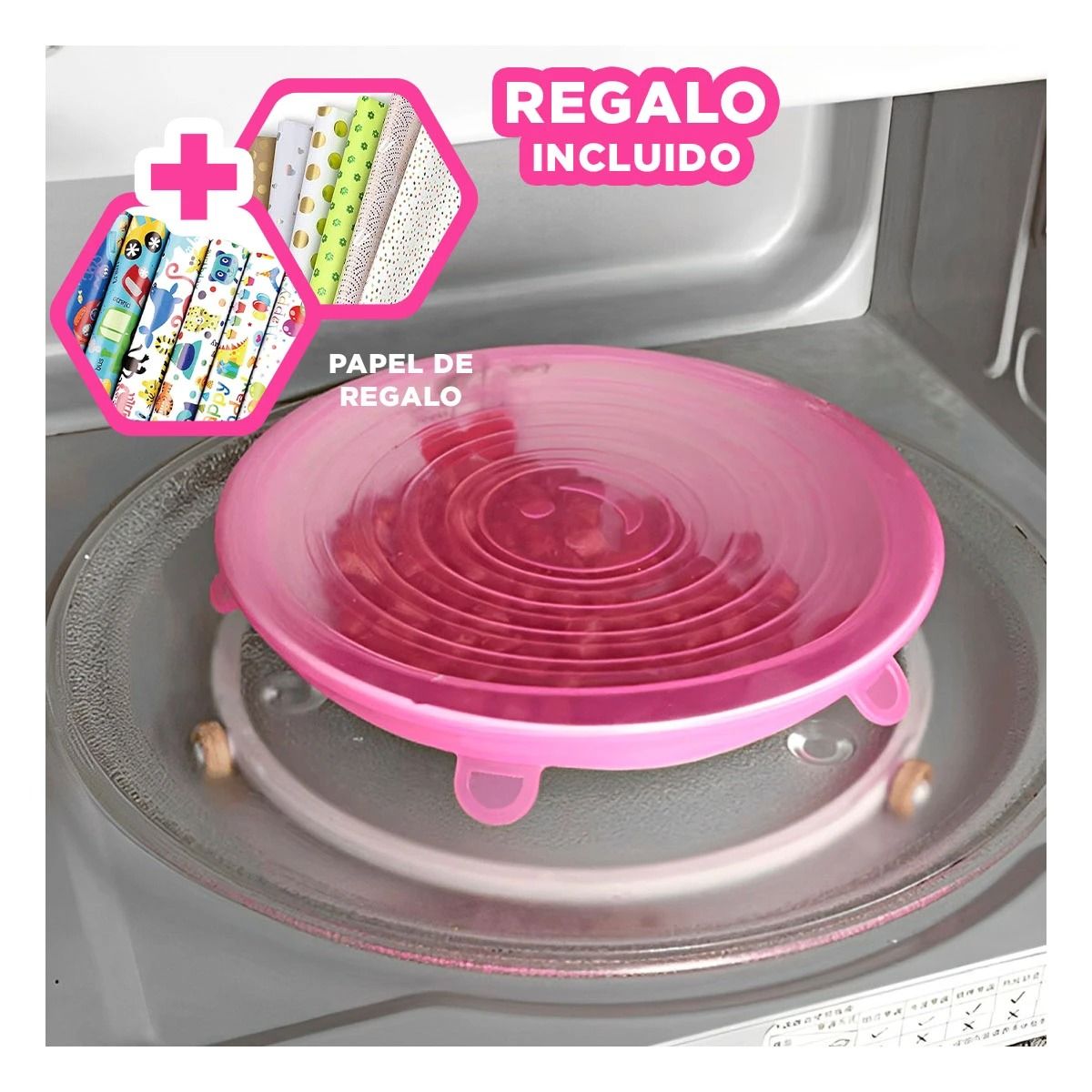 GENERICO - Pack6 Set Cerrador de Tapers Rosado Y+Papel de Regalo