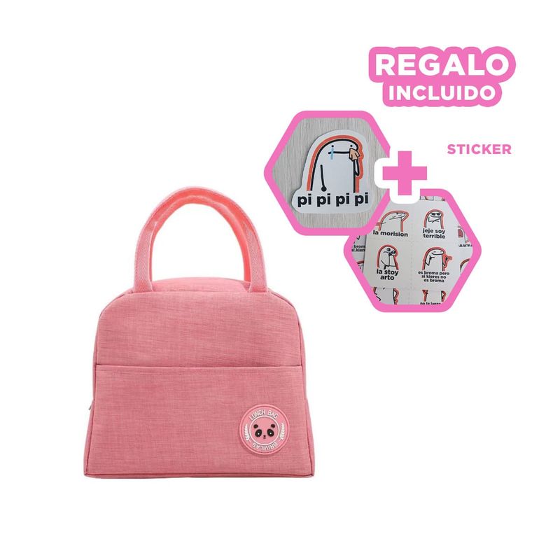 GENERICO - Pack6 Porta Refrigerio Ergonomico en Rosa Y+Regalo Stickers