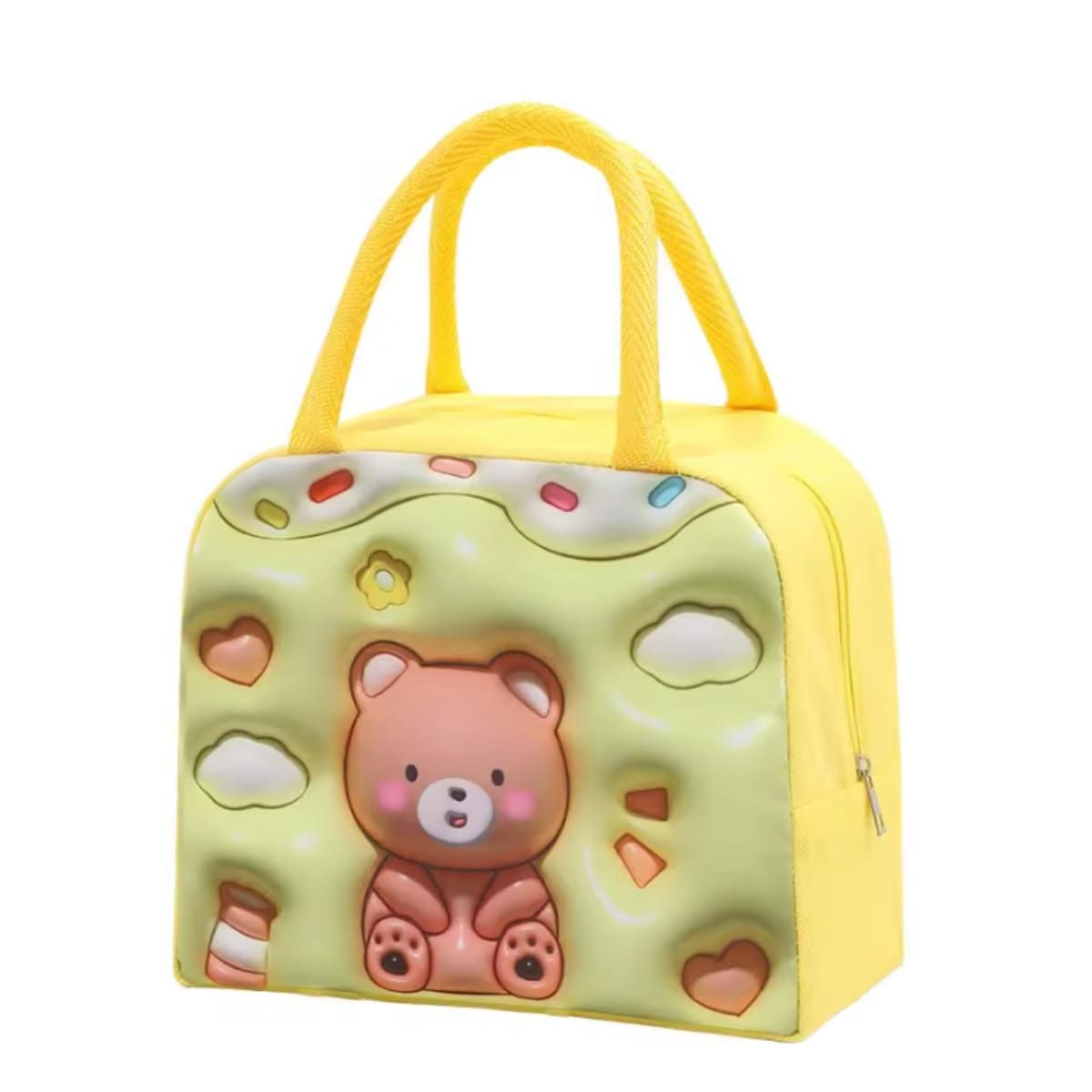 GENERICO - Lonchera Termica Kawaii Diseño de Oso en Amarillo