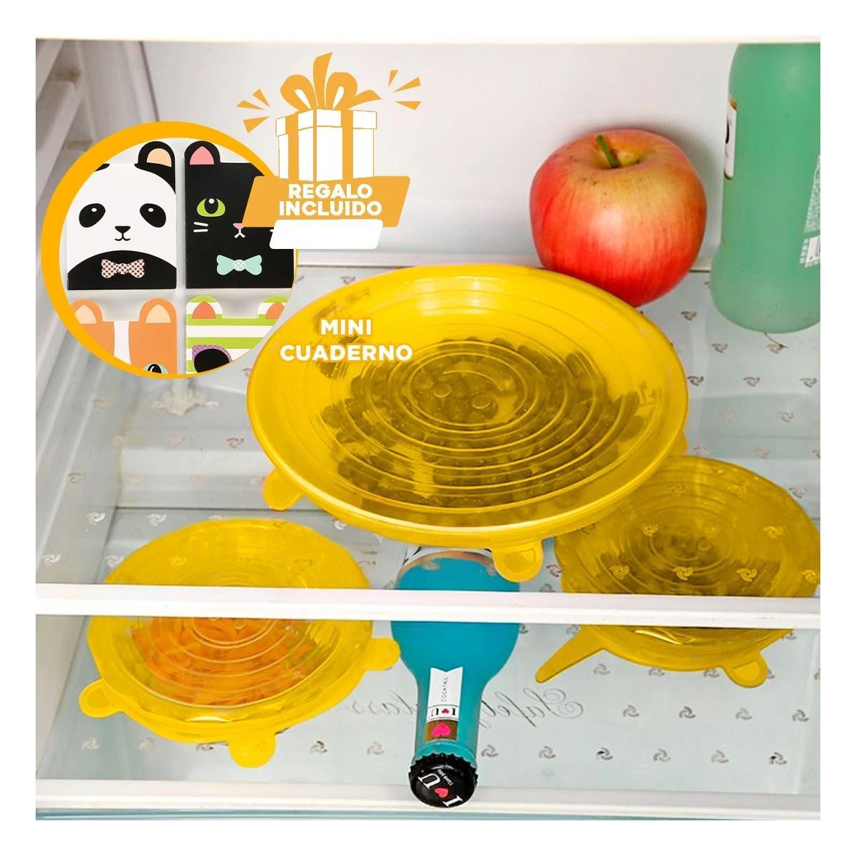 GENERICO - Pack6 Set para Tapar Utensilios Amarillo Y+Regalo Agendita