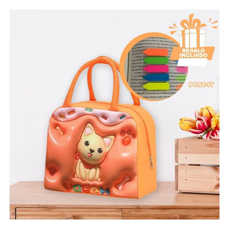 GENERICO - Pack12 Porta Kawaii en Naranja Y+Banderitas Adhesivas