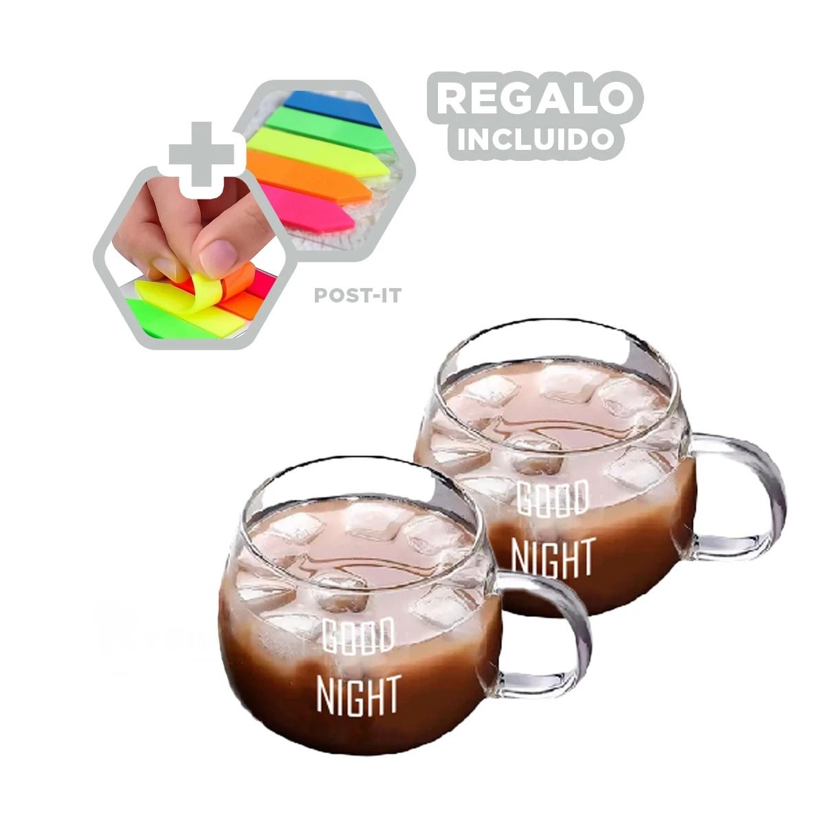 GENERICO - Pack4 Taza Dinamica Good Night Y+Banderitas Adhesivas