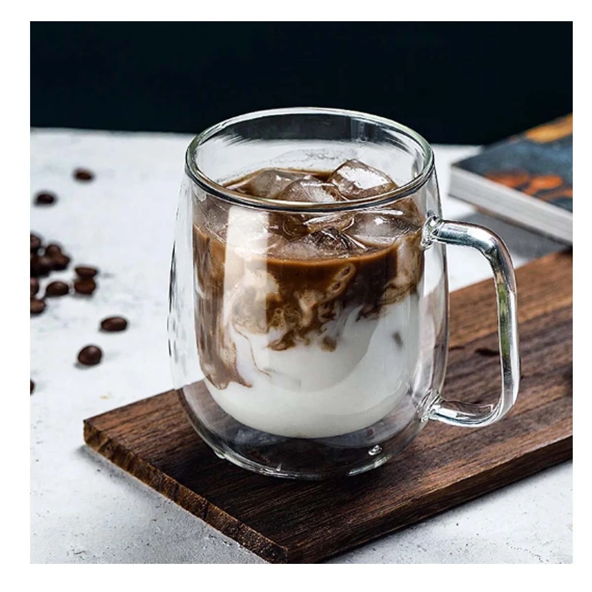 GENERICO - Pack12 Vaso Divertida para el Hogar Transparente Asa Cuadrad