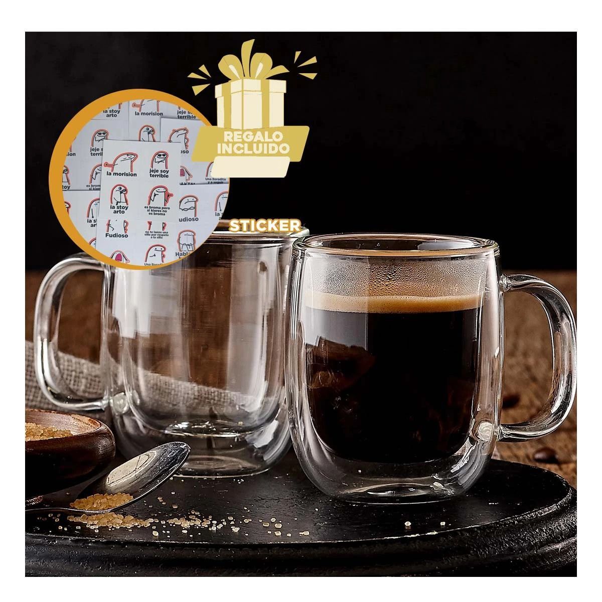 GENERICO - Pack12 Copa Resistente al Calor Asa Cuadra Y+Regalo Stickers