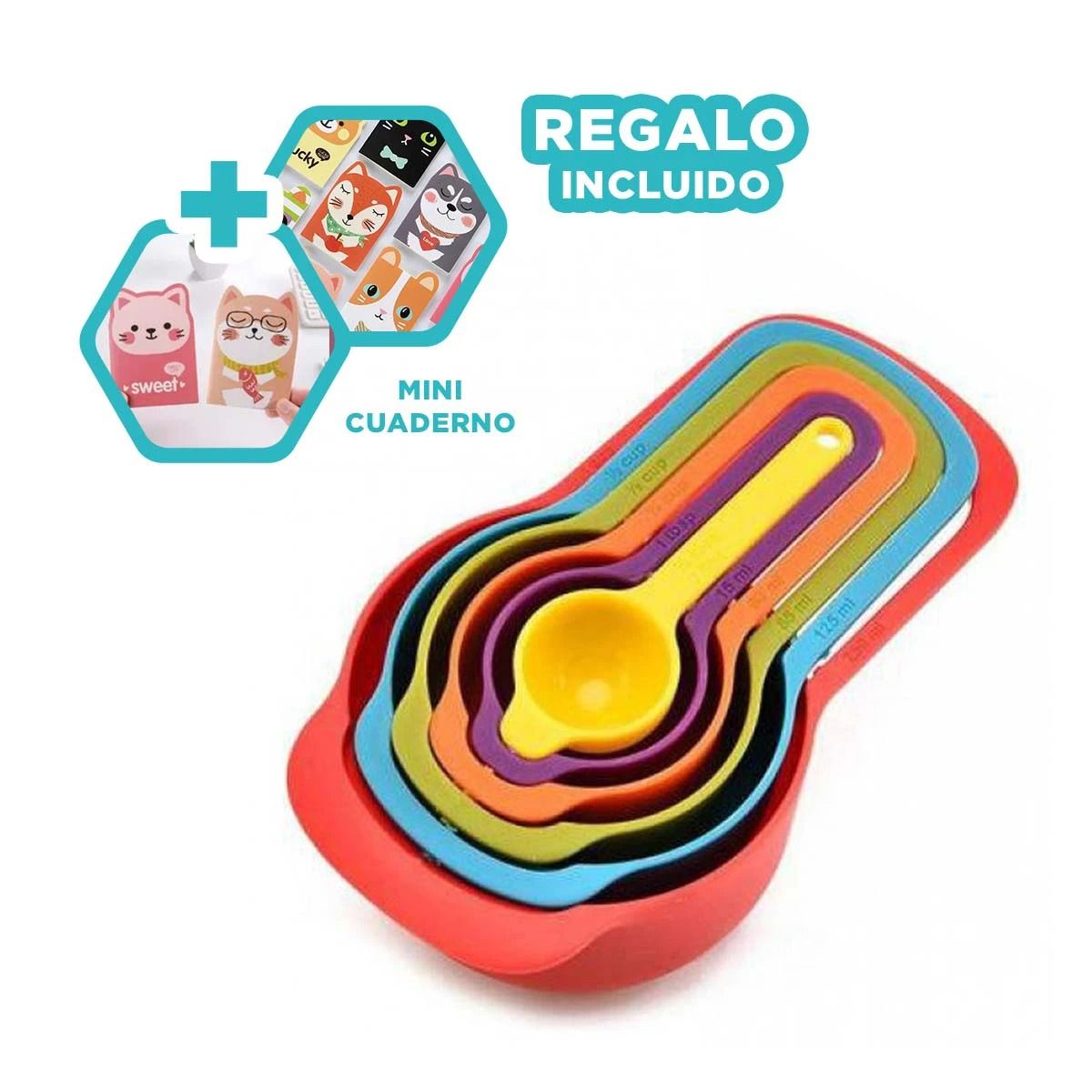 GENERICO - Pack6 Conjunto de Tazas Medidoras Multicol Y+Regalo Agendita