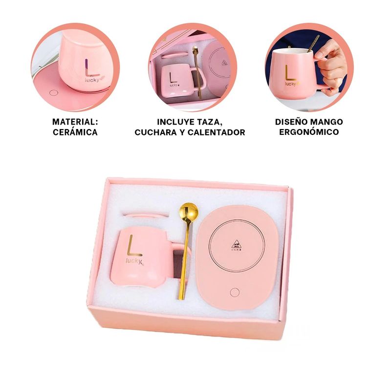 GENERICO - Pack2 Calentador Funcional de Tazas Rosado Y+Regalo Agendita