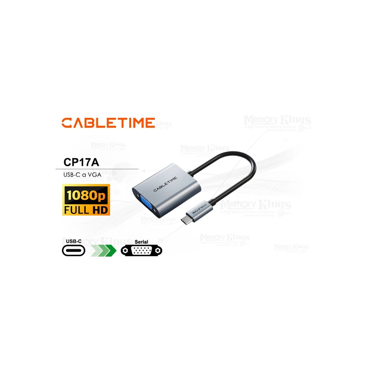 GENERICO - Adaptador Usb-C A Vga Cabletime Cp17A 1080P 60Hz - Conexión Fácil Y Calidad De Imagen Supe
