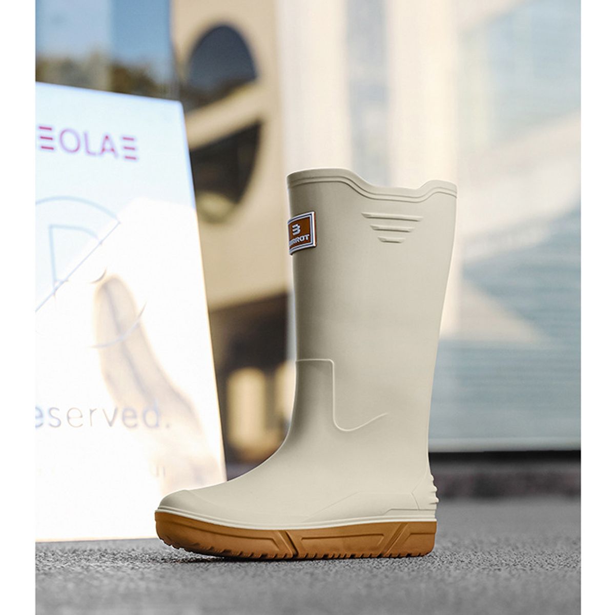 BLWOENS - Botas de temporada de lluvias para hombres - Beige