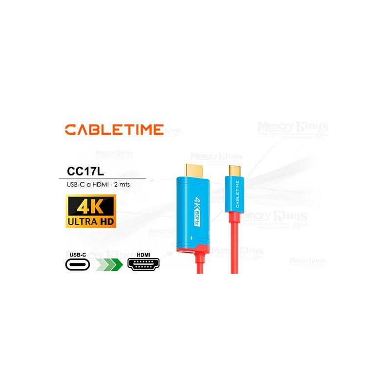 GENERICO - Cable Usb-C A Hdmi 2M Cabletime Cc17L Para Nintendo - Alta Velocidad Y Compatibilidad Gara