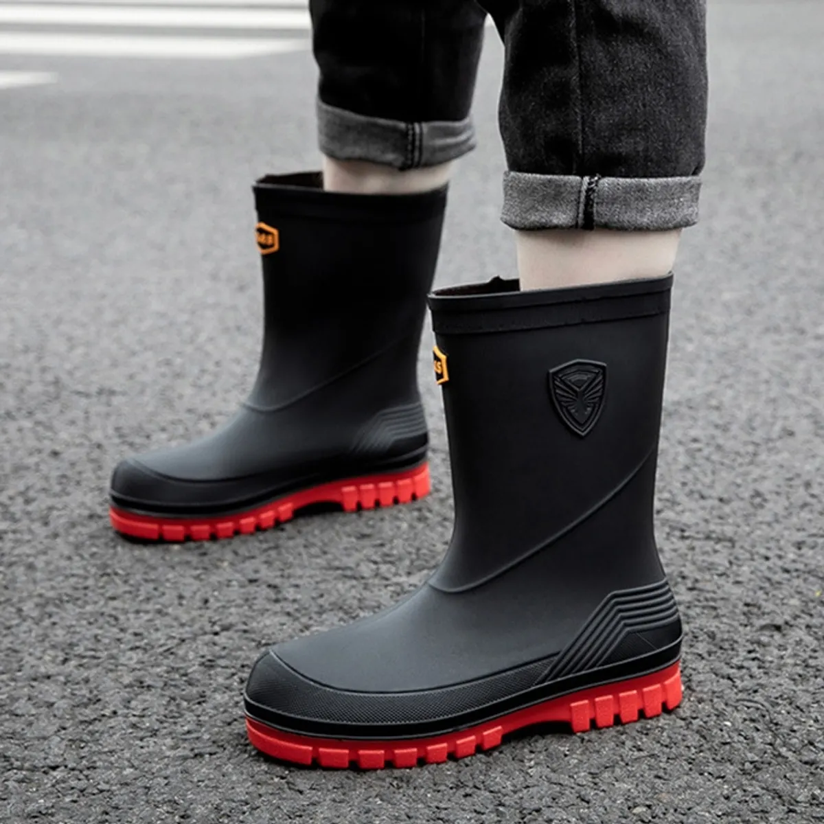 BLWOENS - Botas de temporada de lluvias para hombres - Rojo