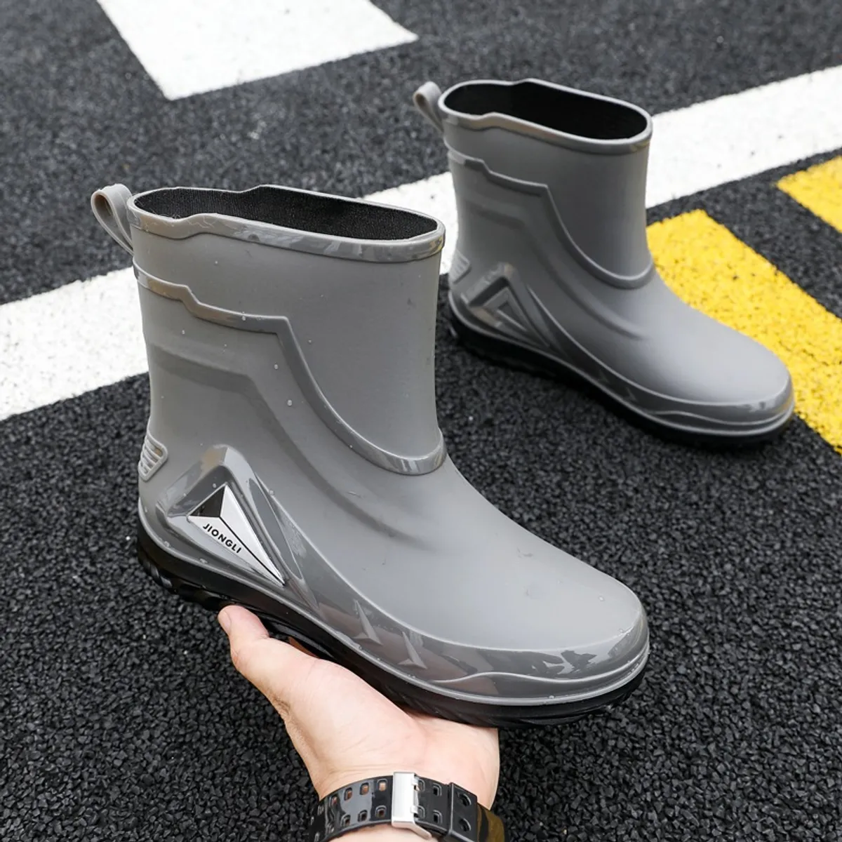 BLWOENS - Botas de temporada de lluvias para hombres - Gris