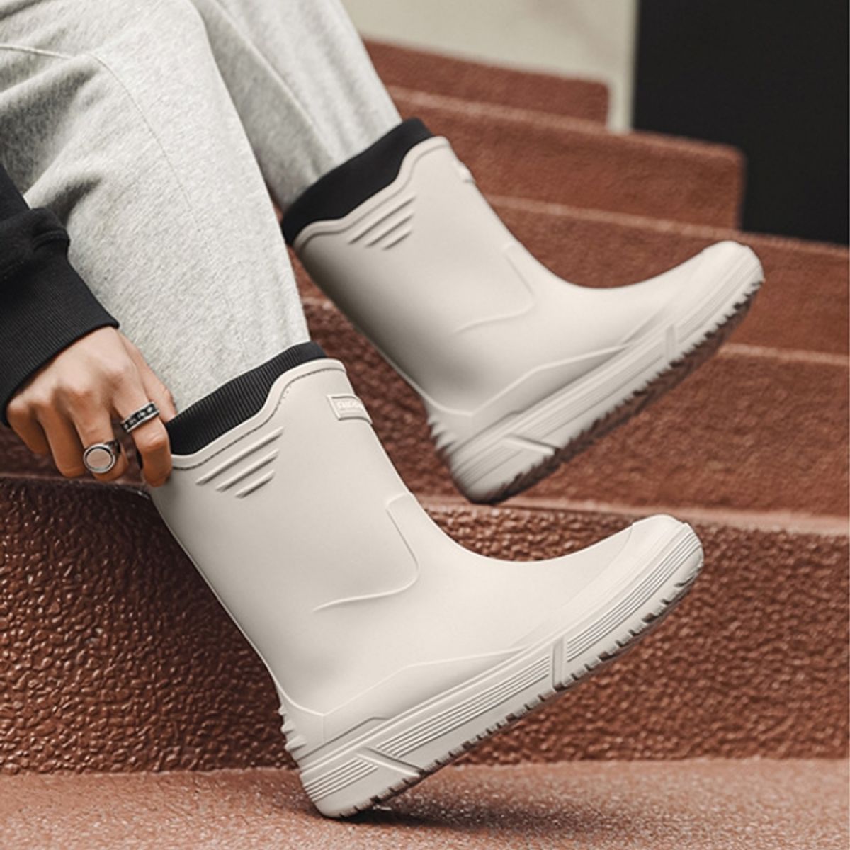 BLWOENS - Botas de temporada de lluvias para hombres - Gris