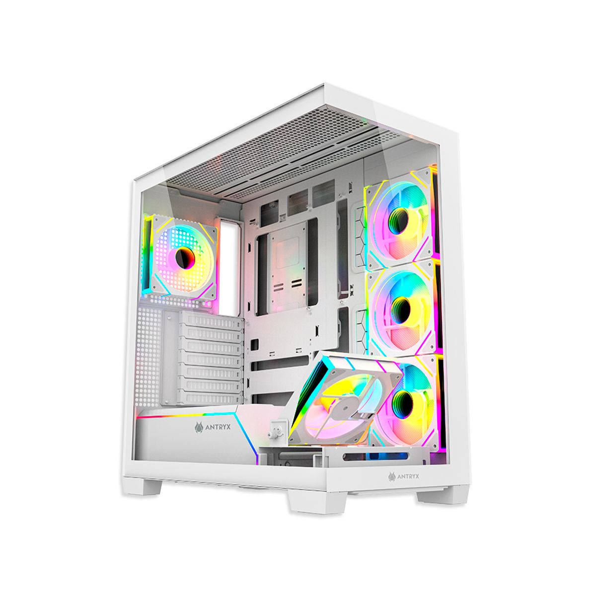 ANTRYX - Gabinete Mid Tower Antryx Fx-850 Pro Argb Con 5 Ventiladores Y Diseño Blanco Elegante