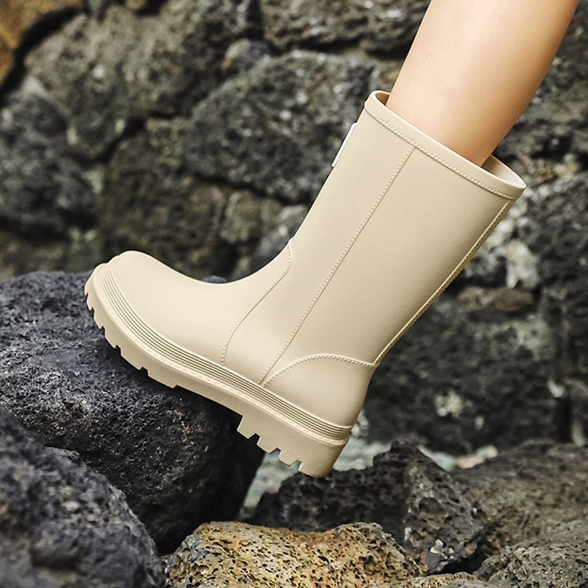 BLWOENS - Botas de temporada de lluvias para mujeres - Beige